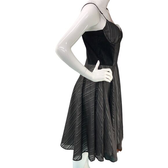 Lip Service Womens Size L Dress Black Stripe Bustier Cotton Fit And Flare - Picture 10 of 16